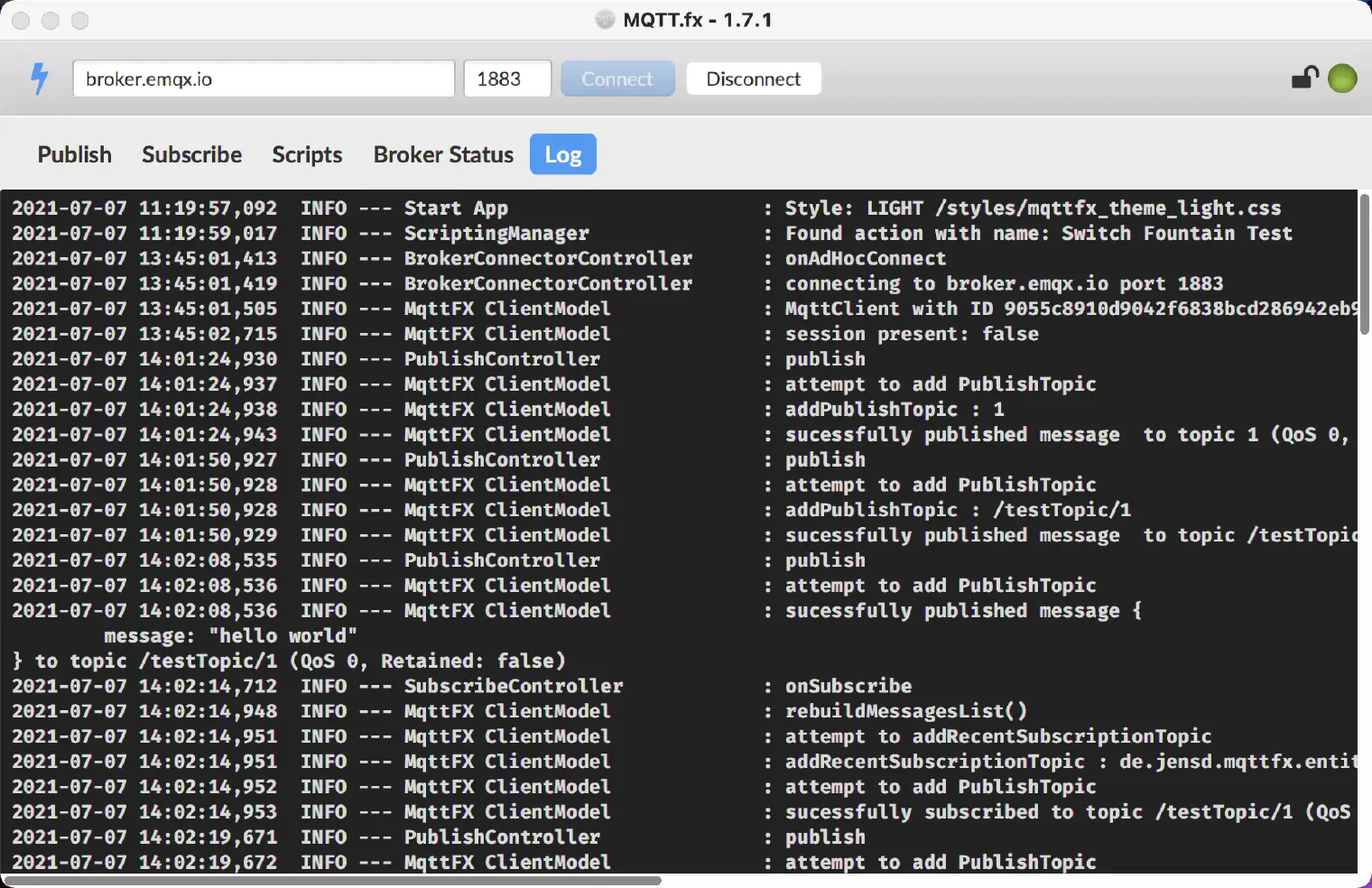 MQTT.fx 日志