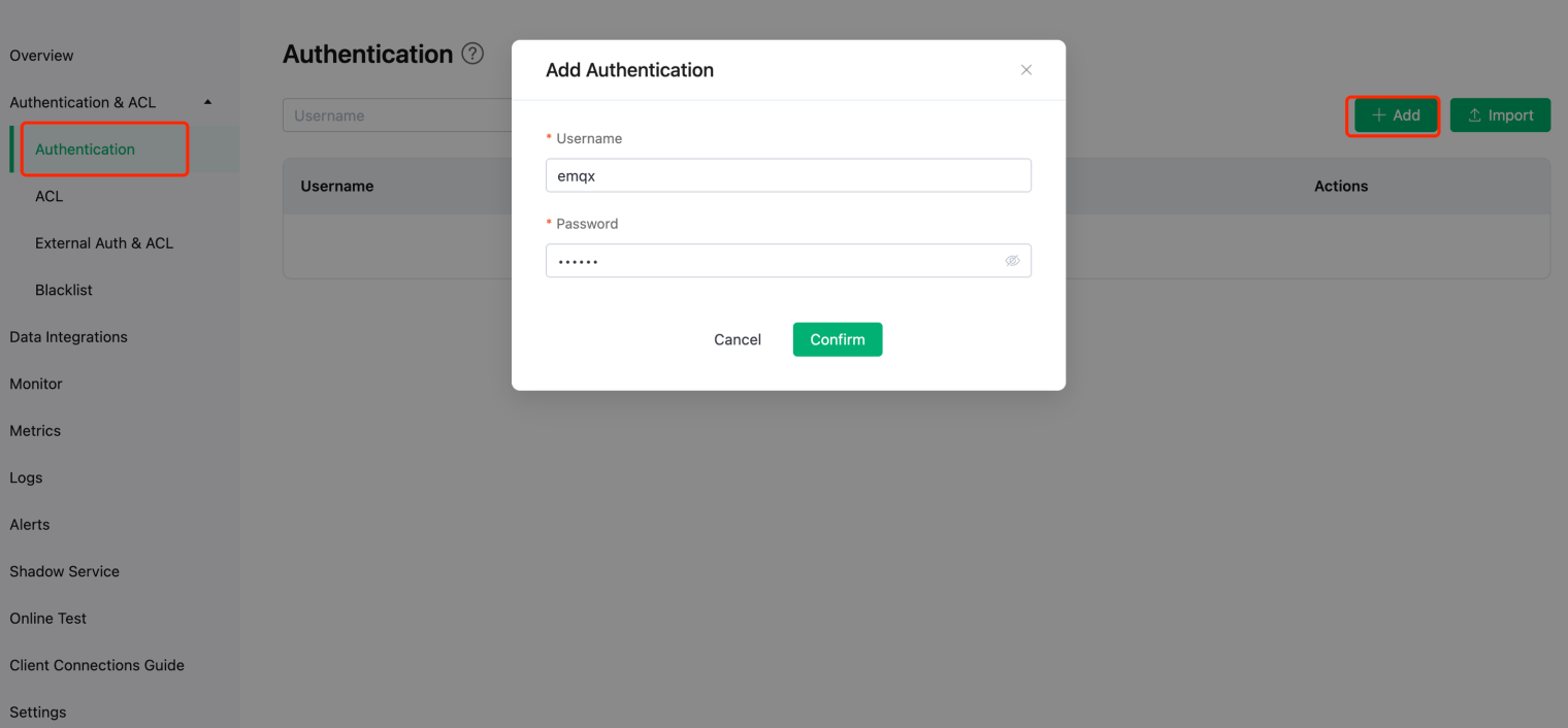 Add a Credential for the MQTT Connection