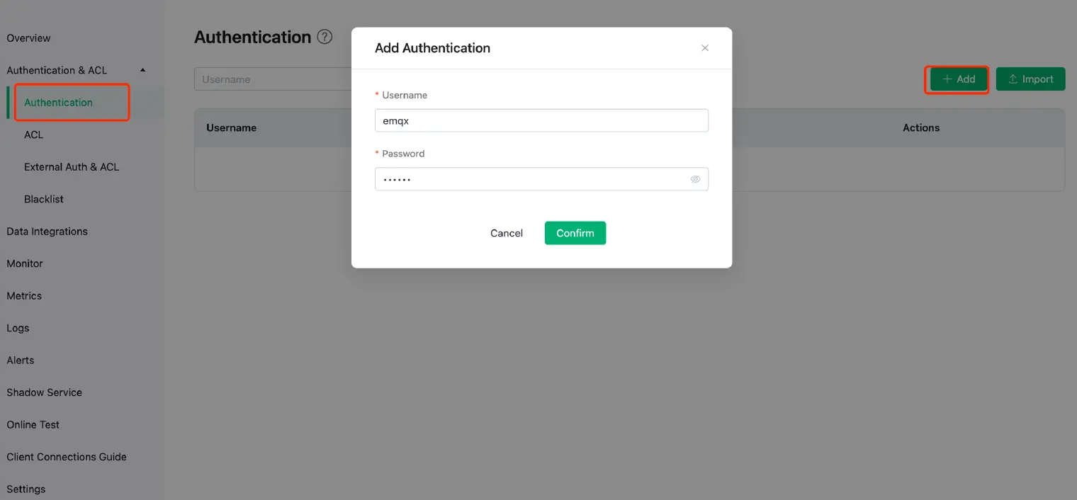 Add a Credential for the MQTT Connection