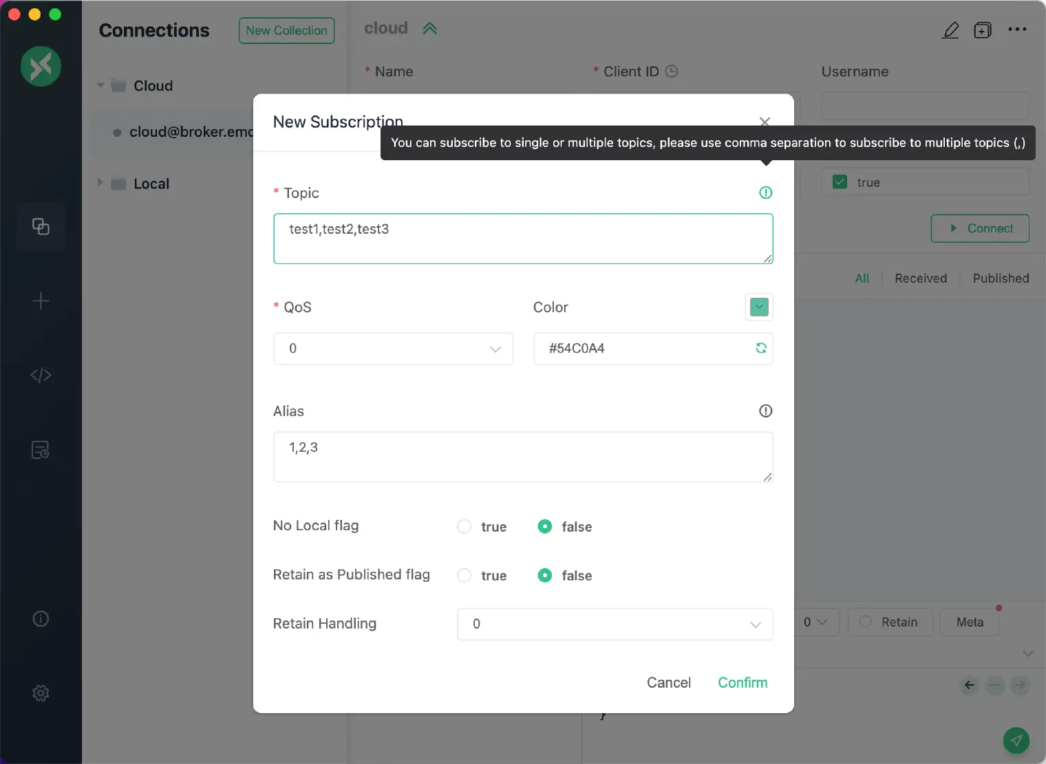 MQTT multi-topic subscription