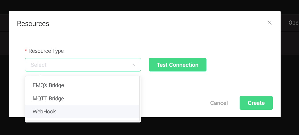 EMQX Dashboard Create WebHook