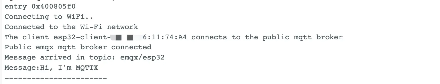 Messages published by MQTTX