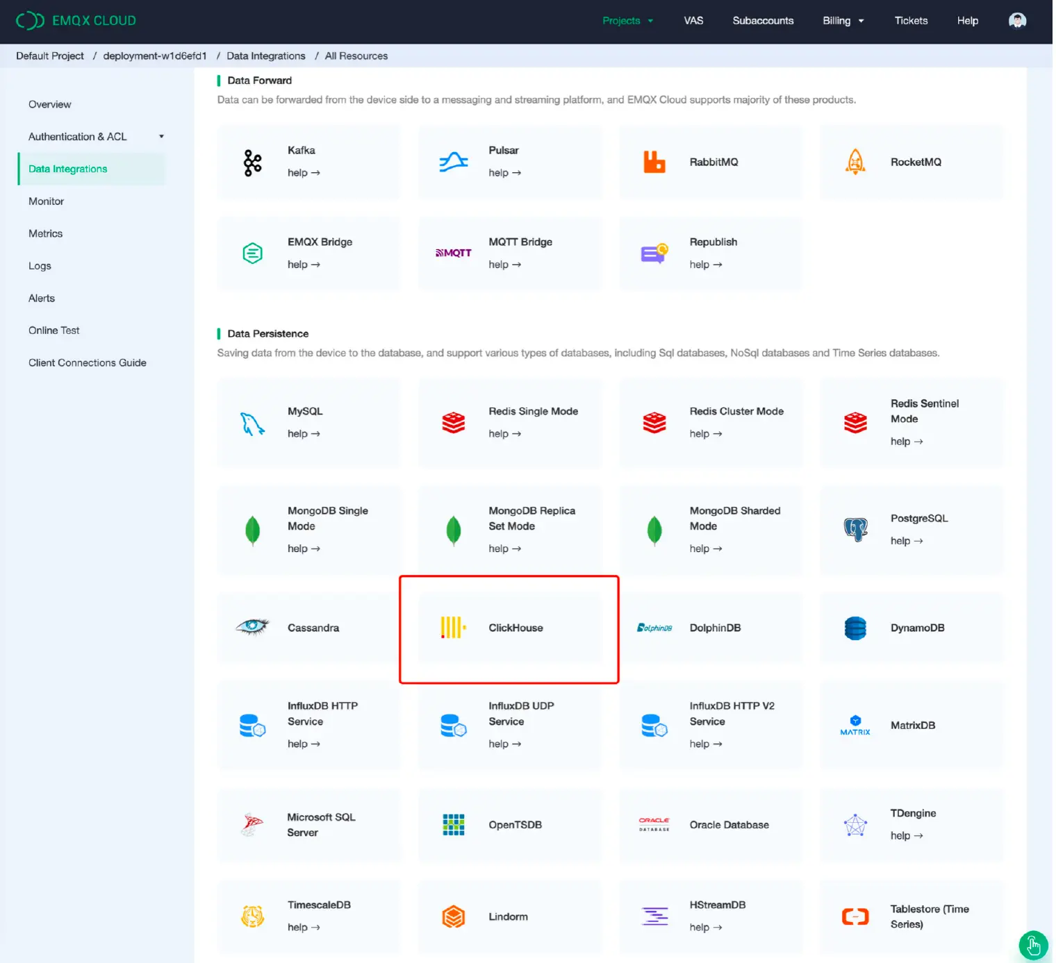 EMQX Cloud Data Integrations