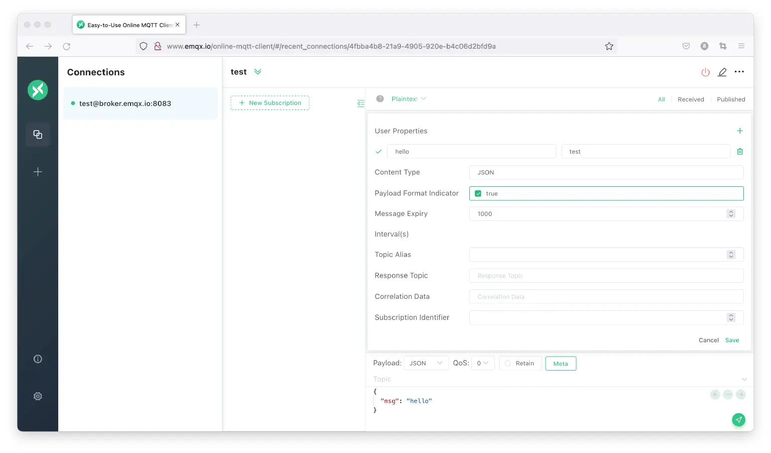 MQTTX Web 支持更多 MQTT 5.0 属性