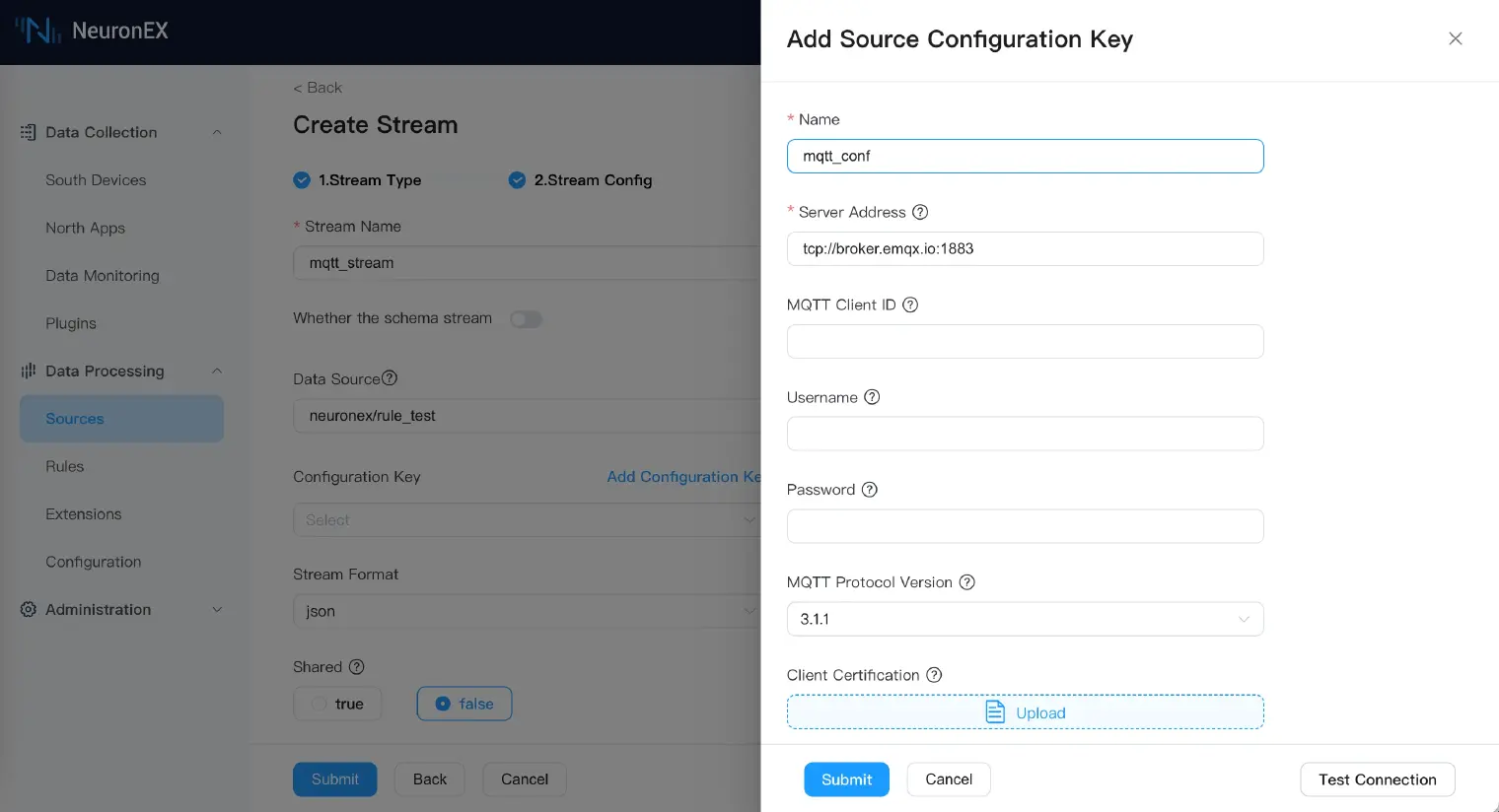 Add Source Configuration Key