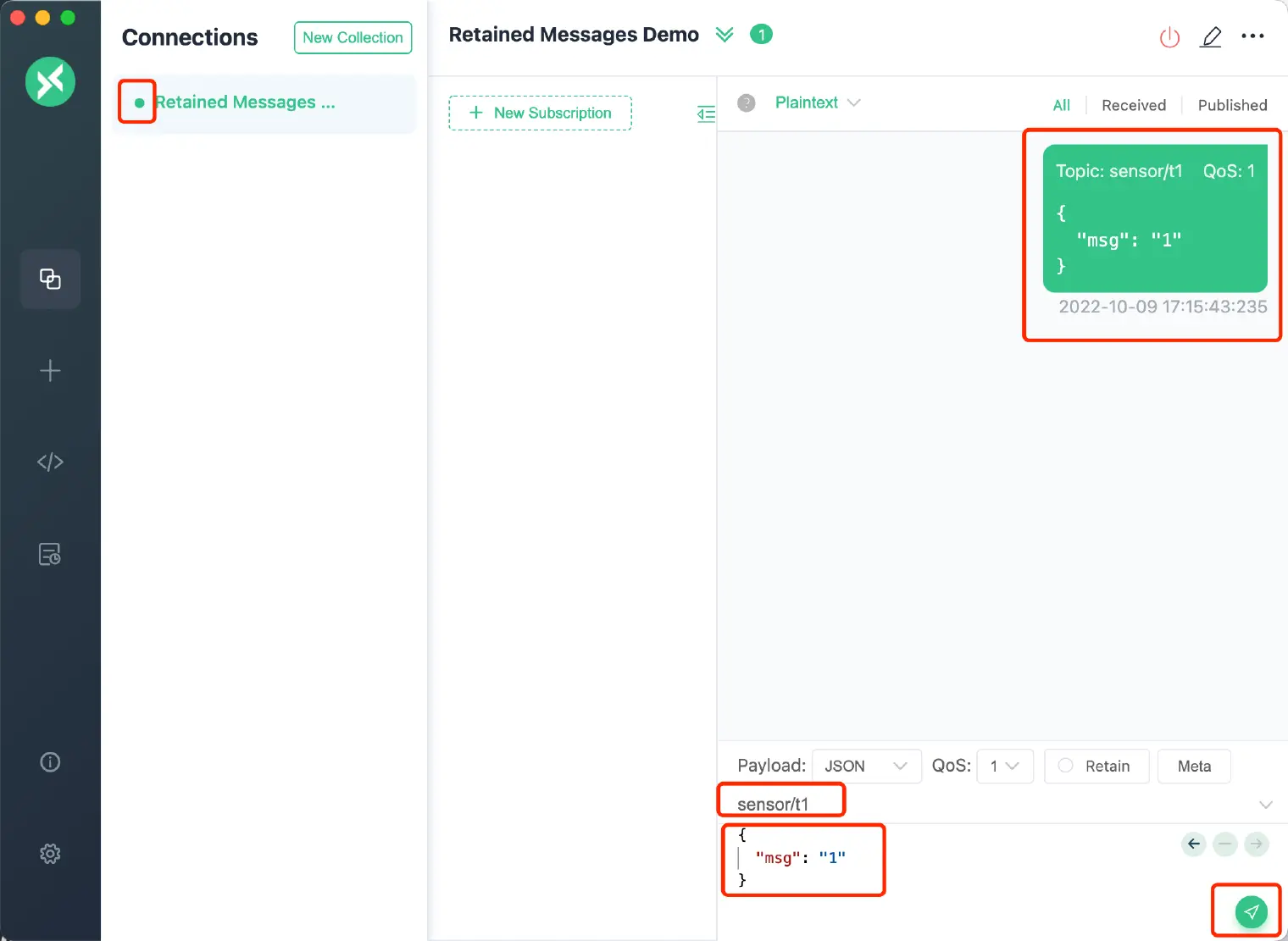 Publish MQTT message