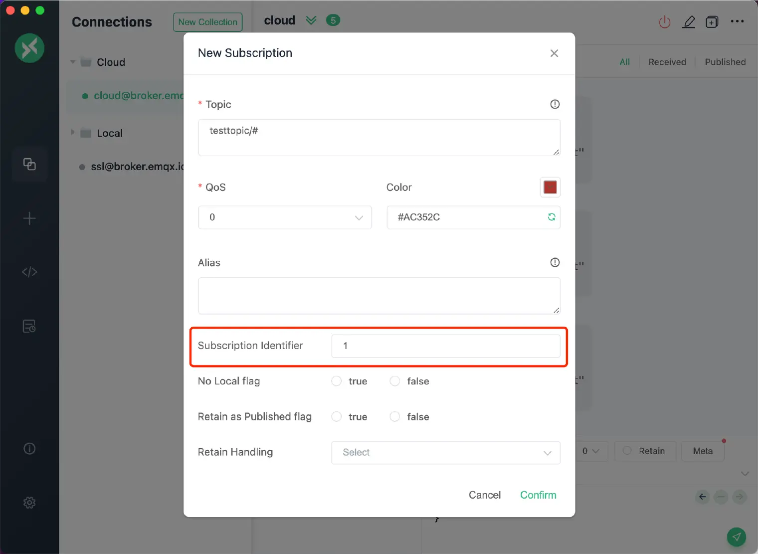 MQTT 5.0 Subscription Identifier