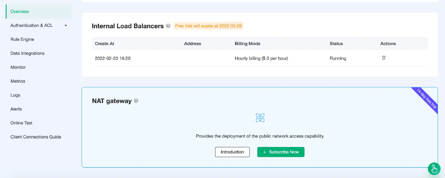 EMQX Cloud Dashboard