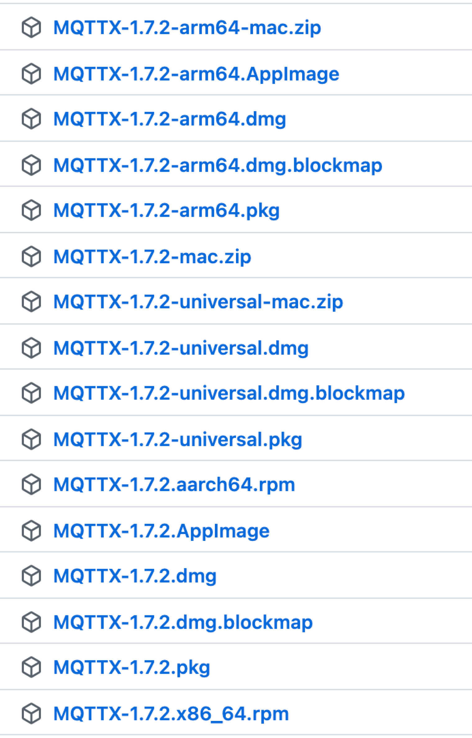 MQTTX 下载列表