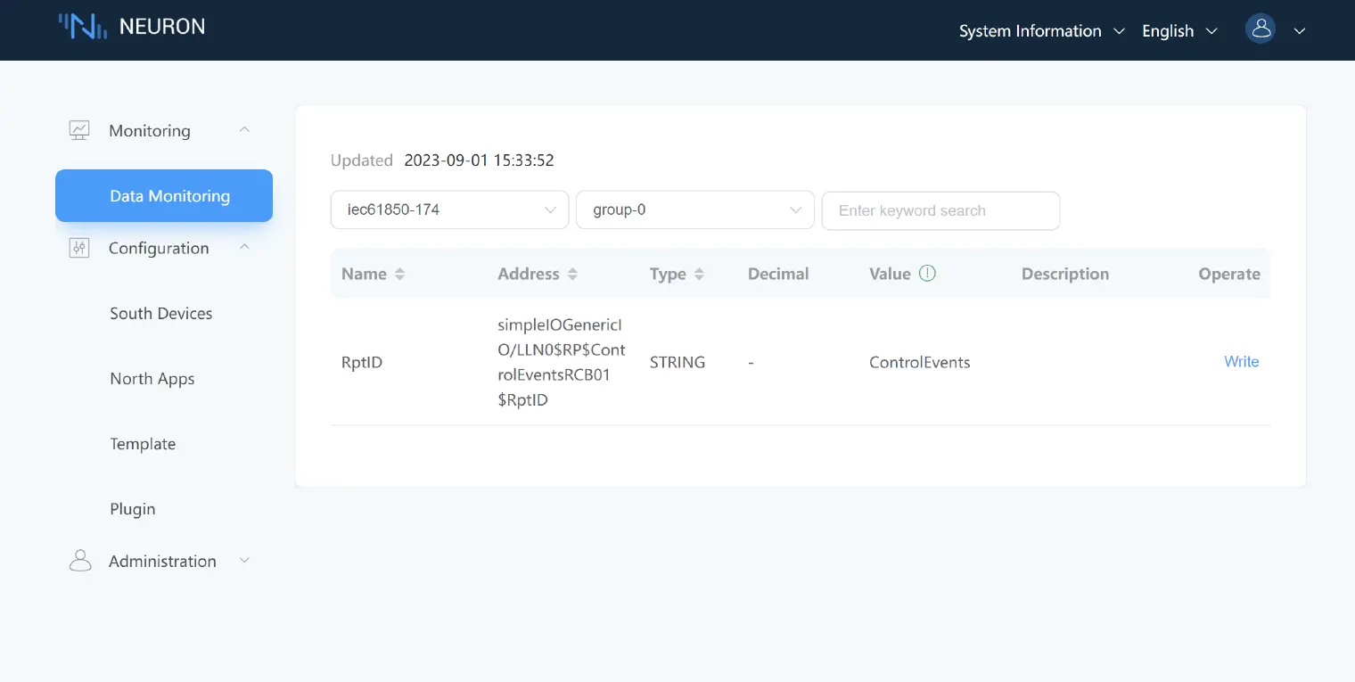 View Collected Data in Data Monitoring