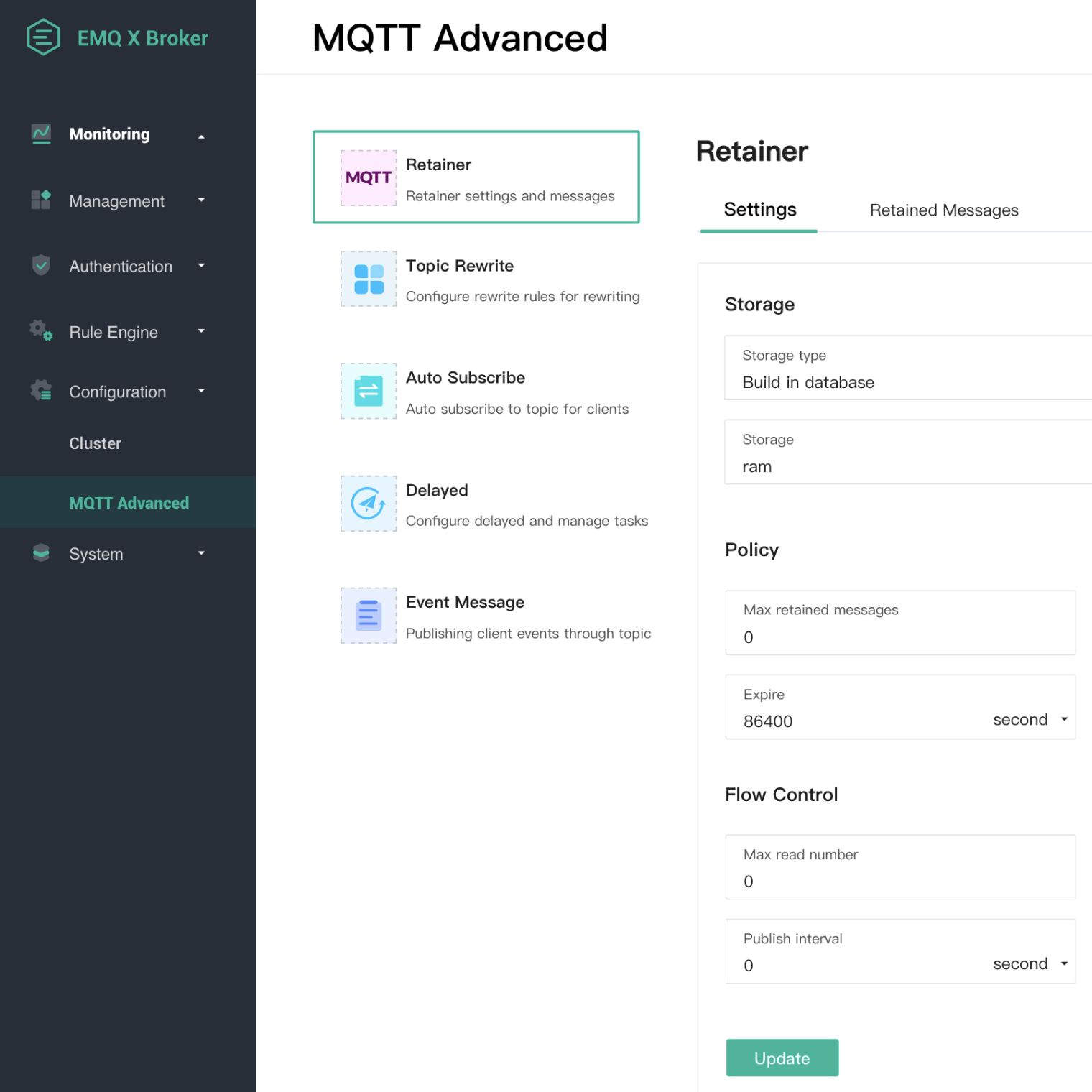 New UI for advanced MQTT