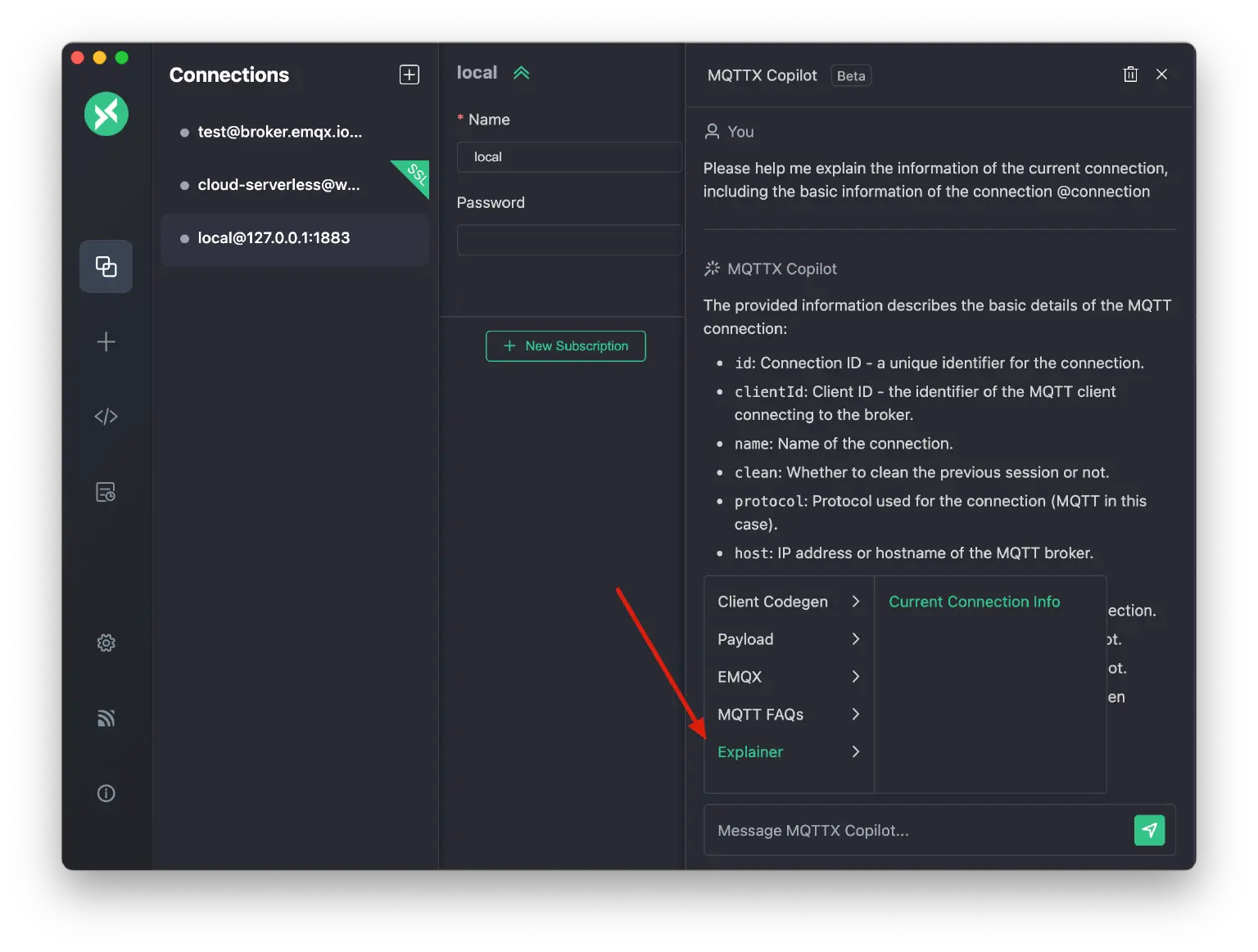 Current Connection Information