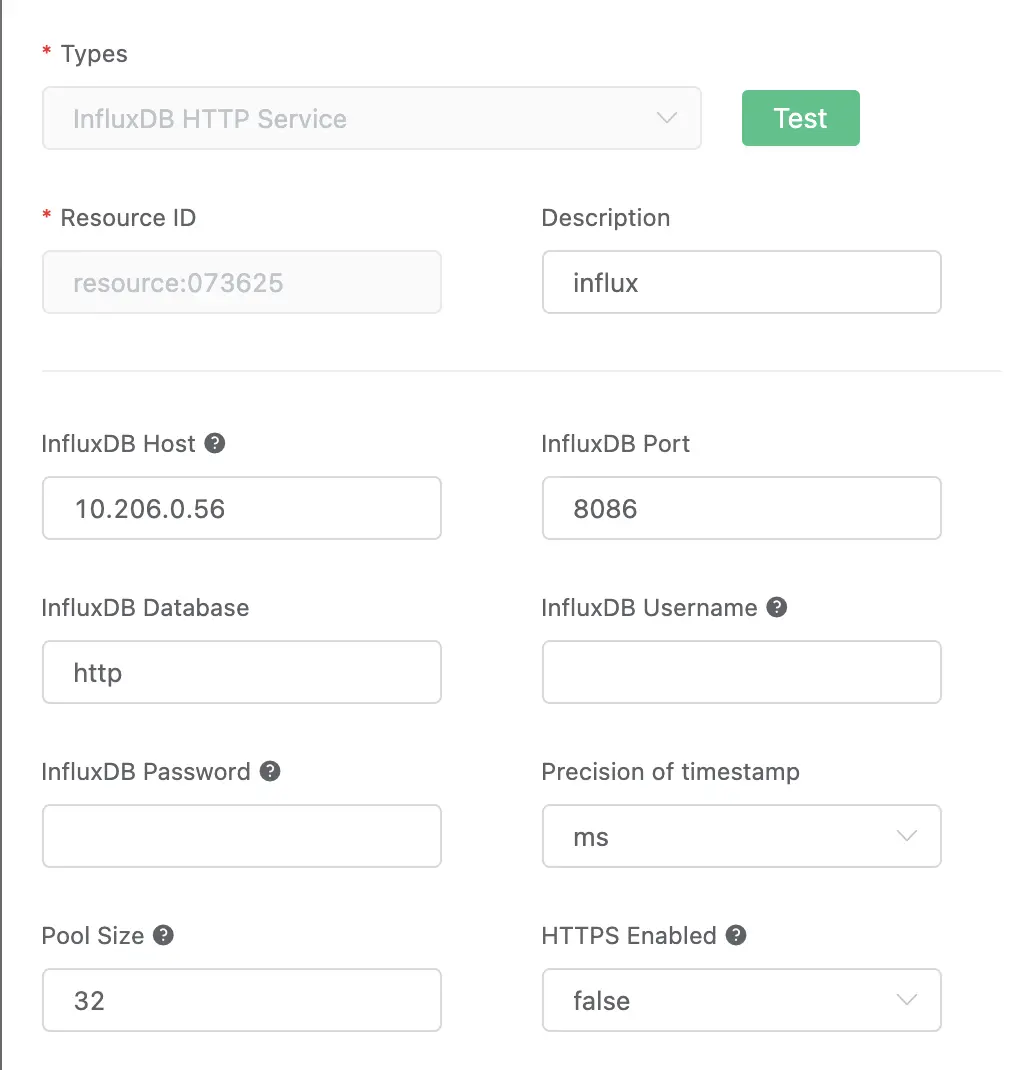 InfluxDB HTTP资源设置