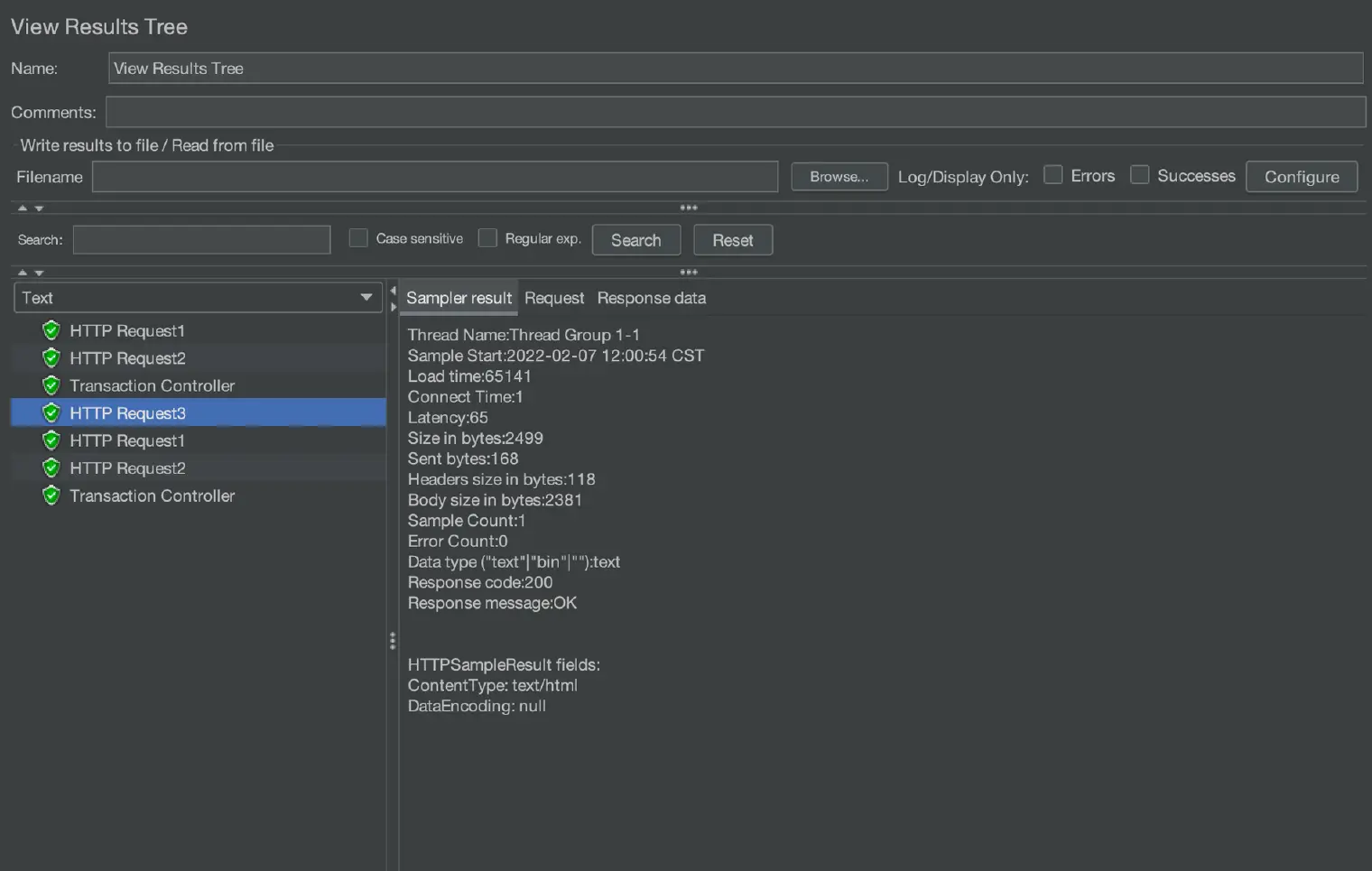 JMeter View Results Tree