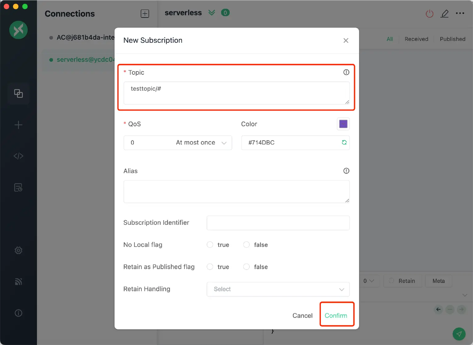 Customize the topic name