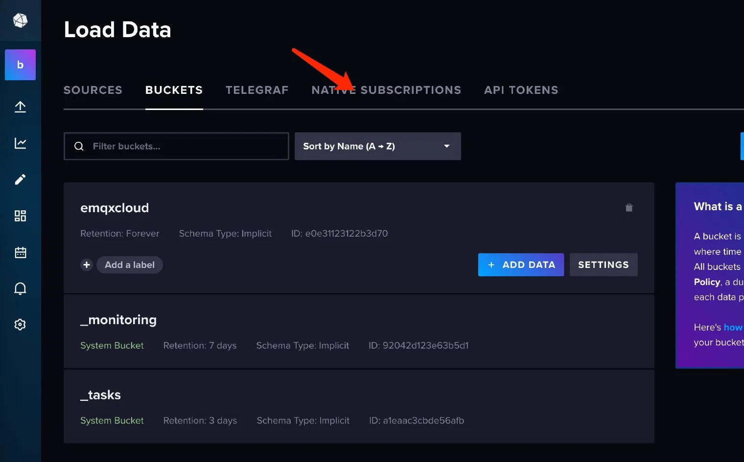 Native subscriptions page