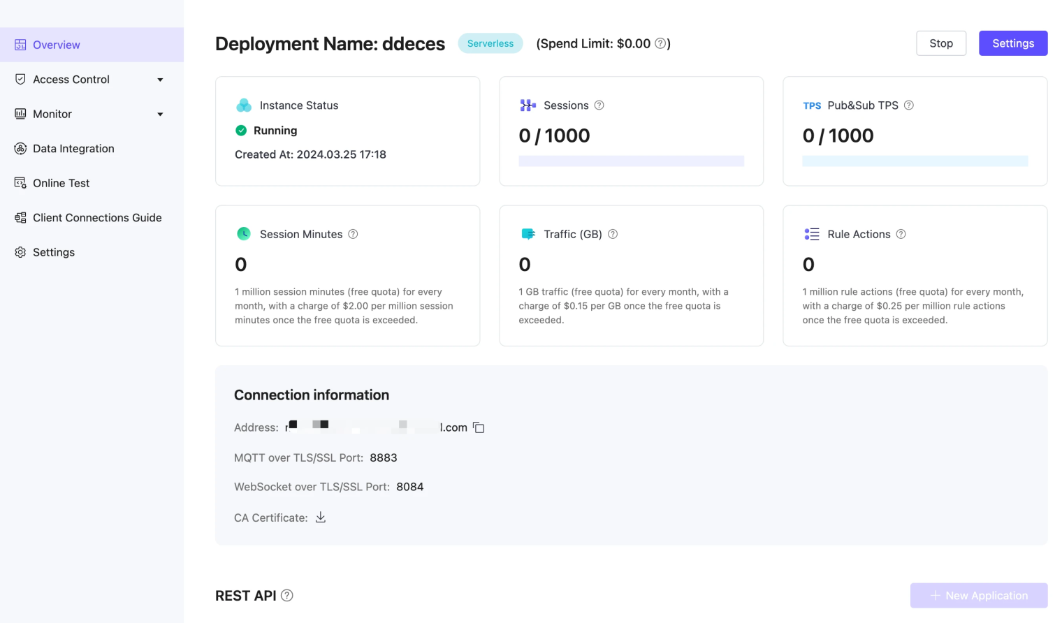 deployment overview page