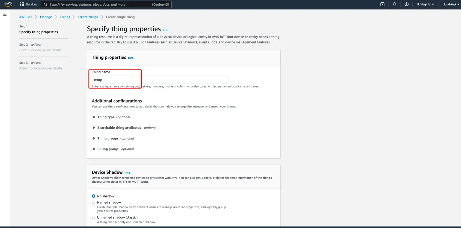 AWS IoT 创建事务