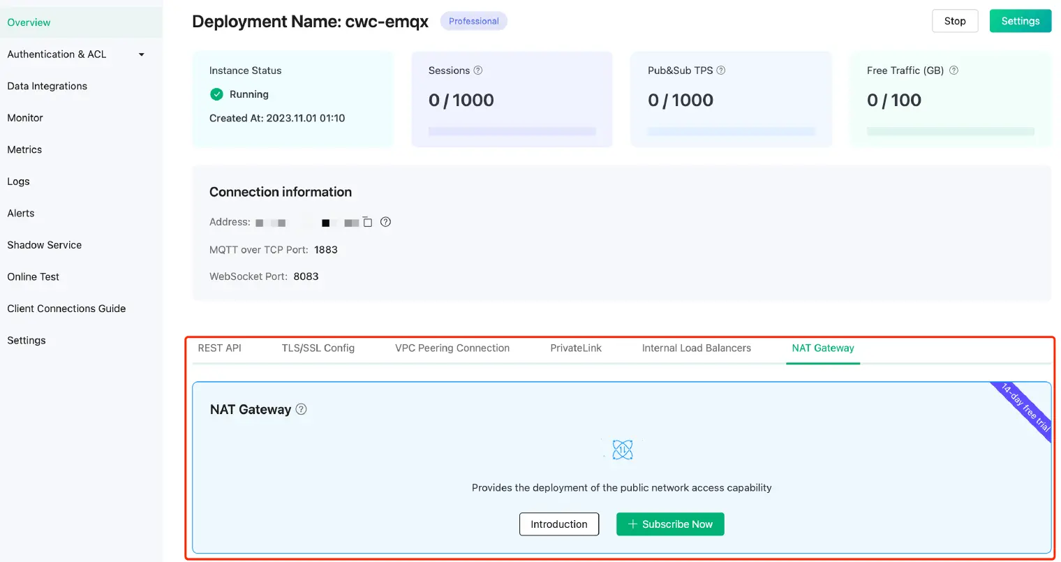 Enable NAT Gateway