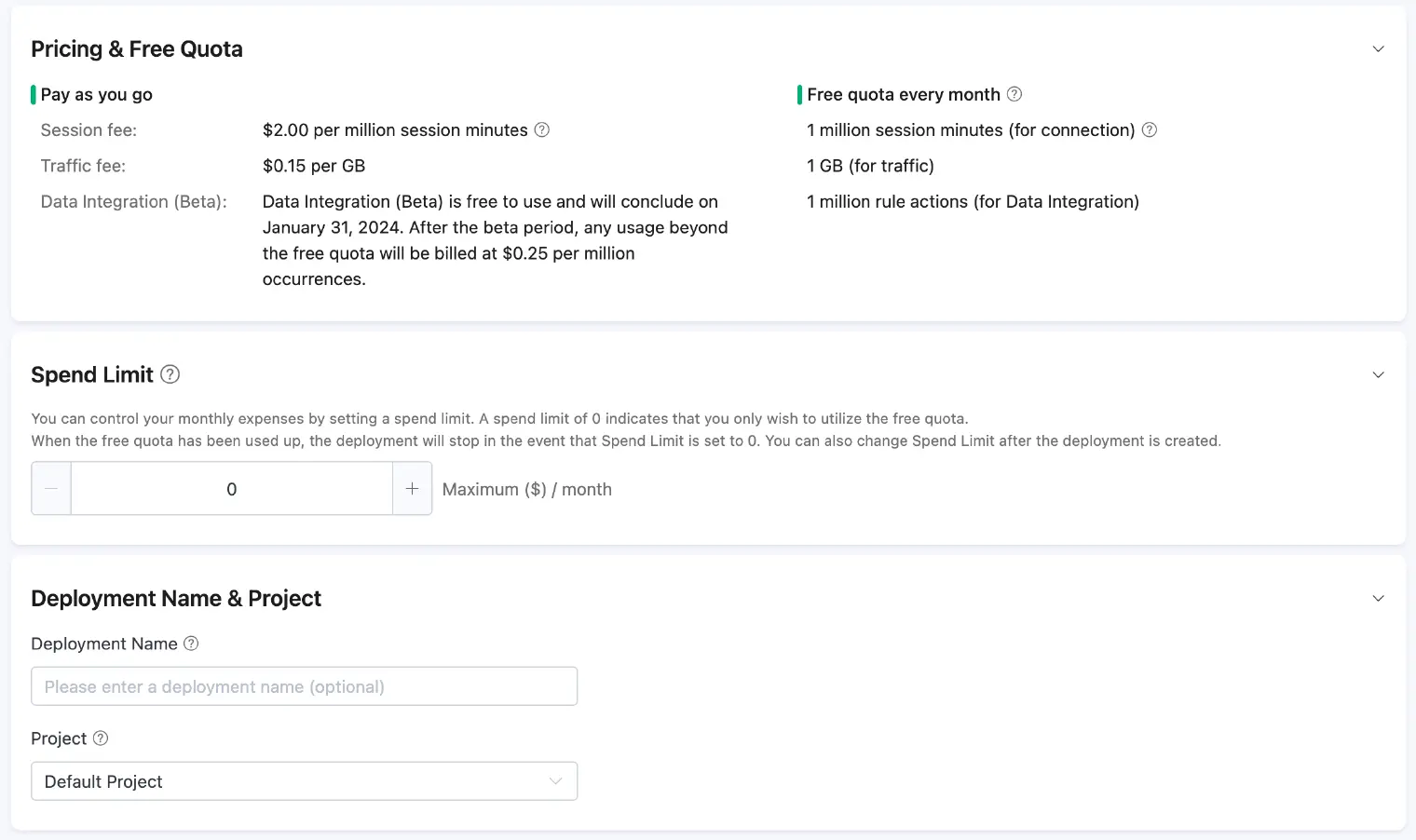 Click 'Deploy' to initiate the serverless deployment