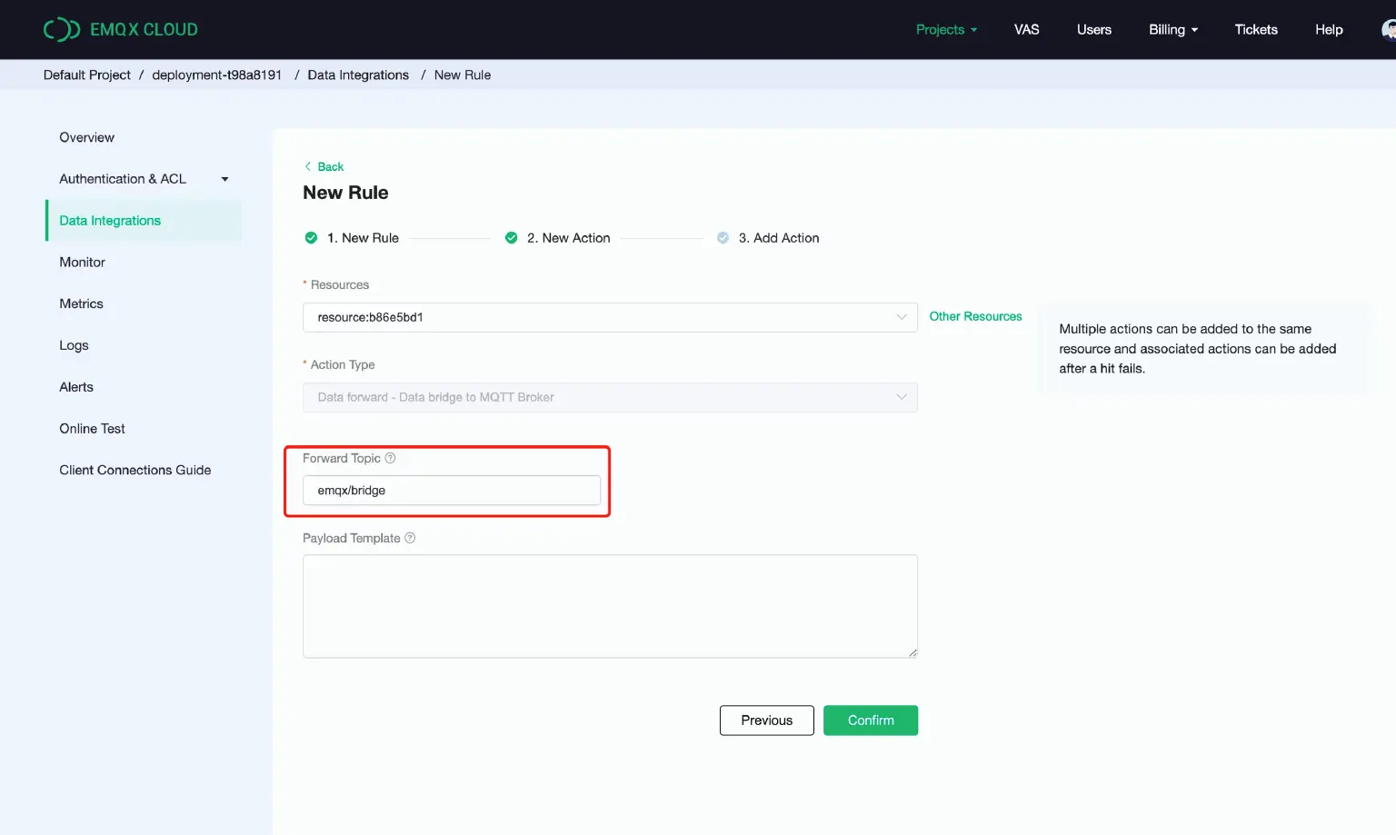 configure the response action