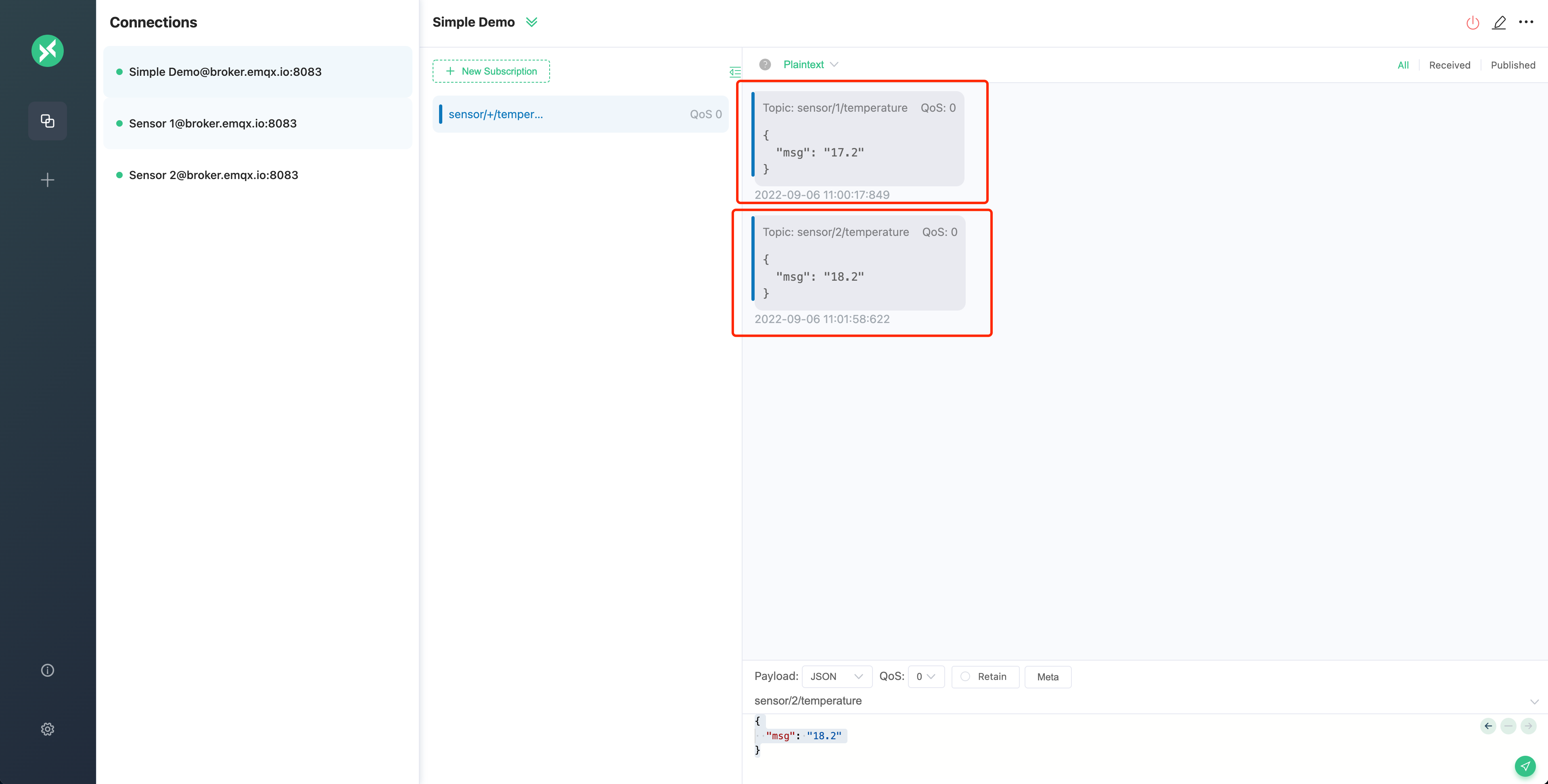 MQTT messages