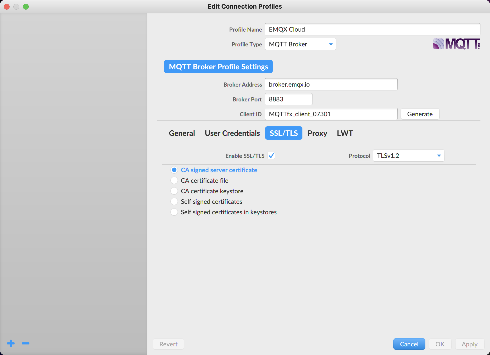 MQTT.fx SSL/TLS