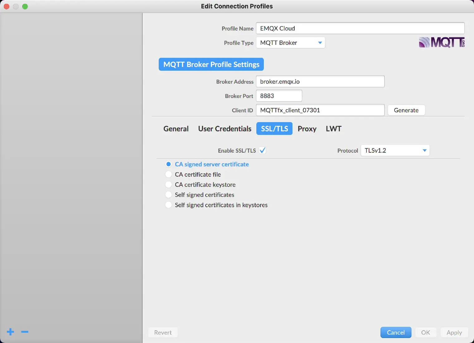 MQTT.fx SSL/TLS