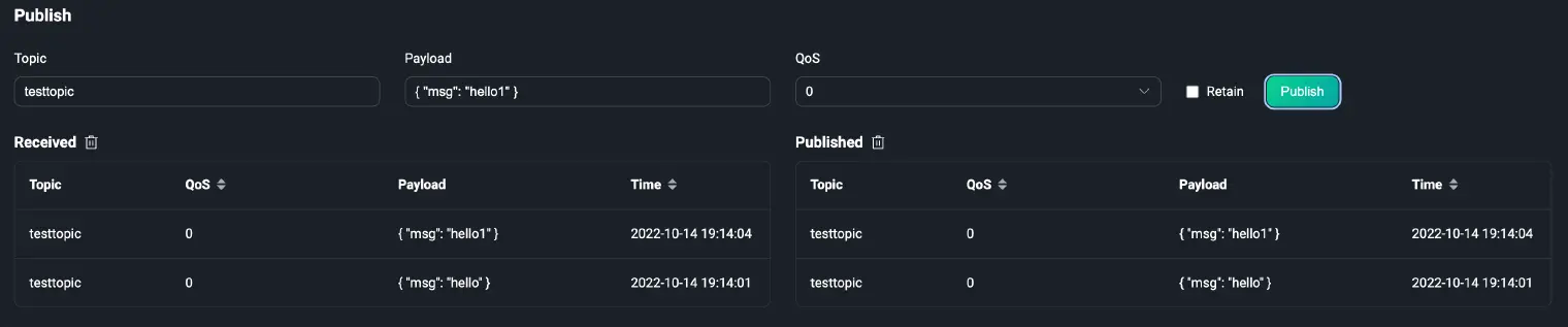 Publish MQTT messages