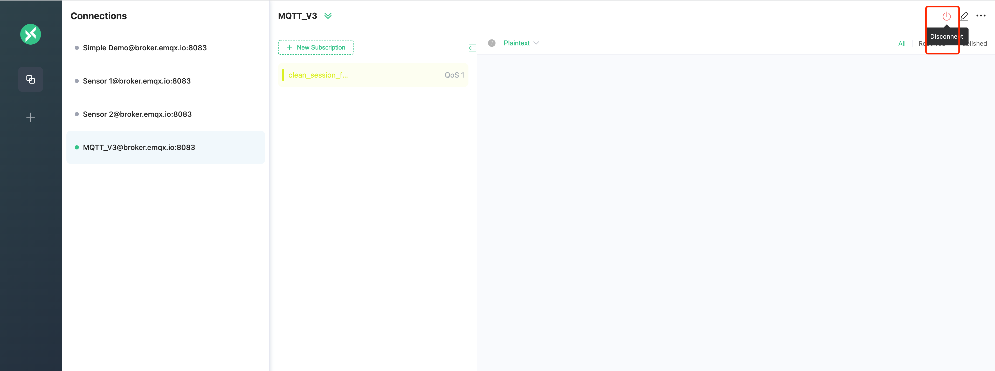 Disconnect MQTT connection