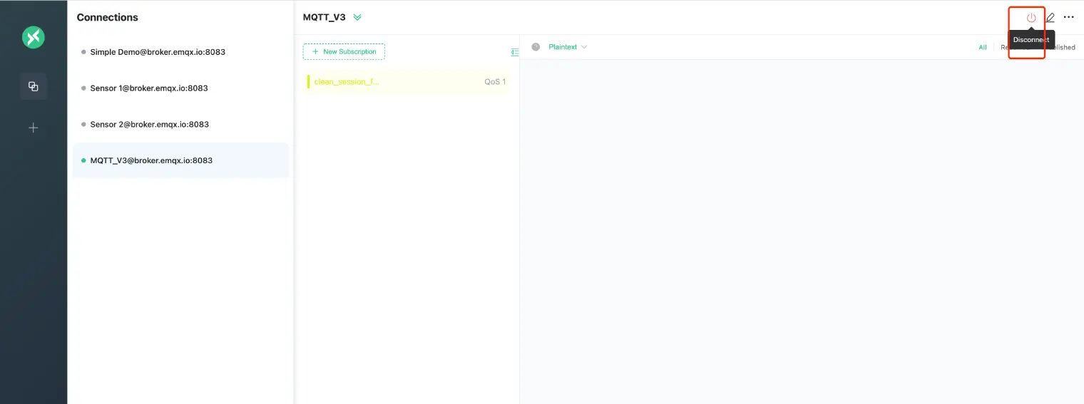 Disconnect MQTT connection