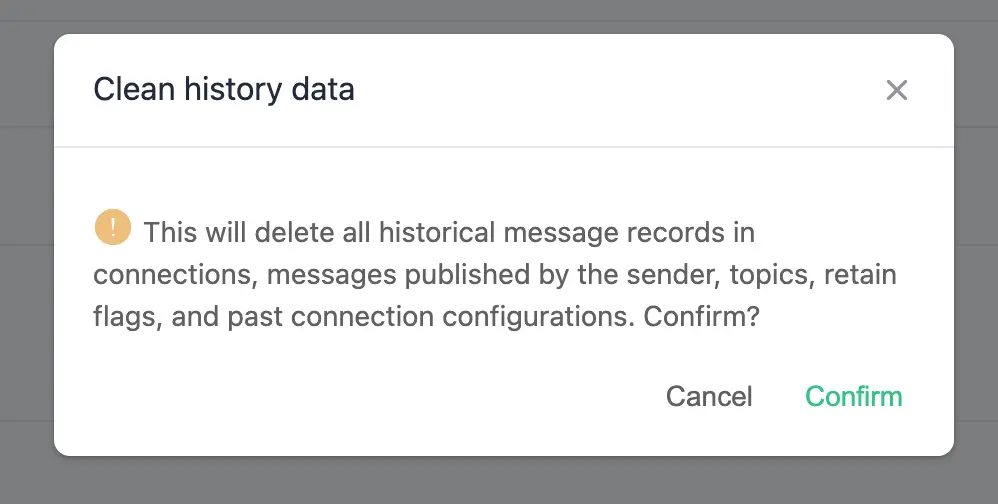 MQTTX 确认清除历史数据